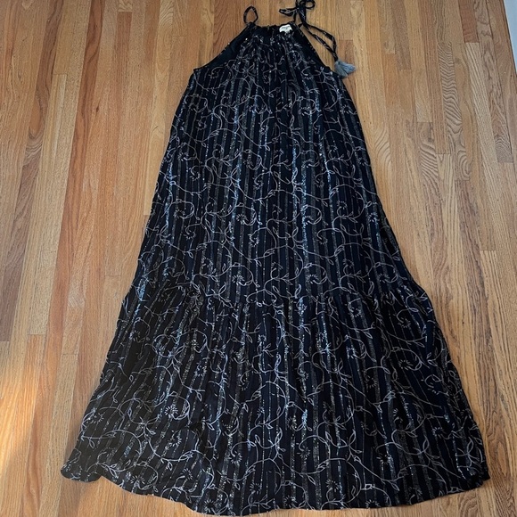 Cost Plus World Market Dresses & Skirts - World Market Black and Silver Patterned Halter Maxi Dress S/M